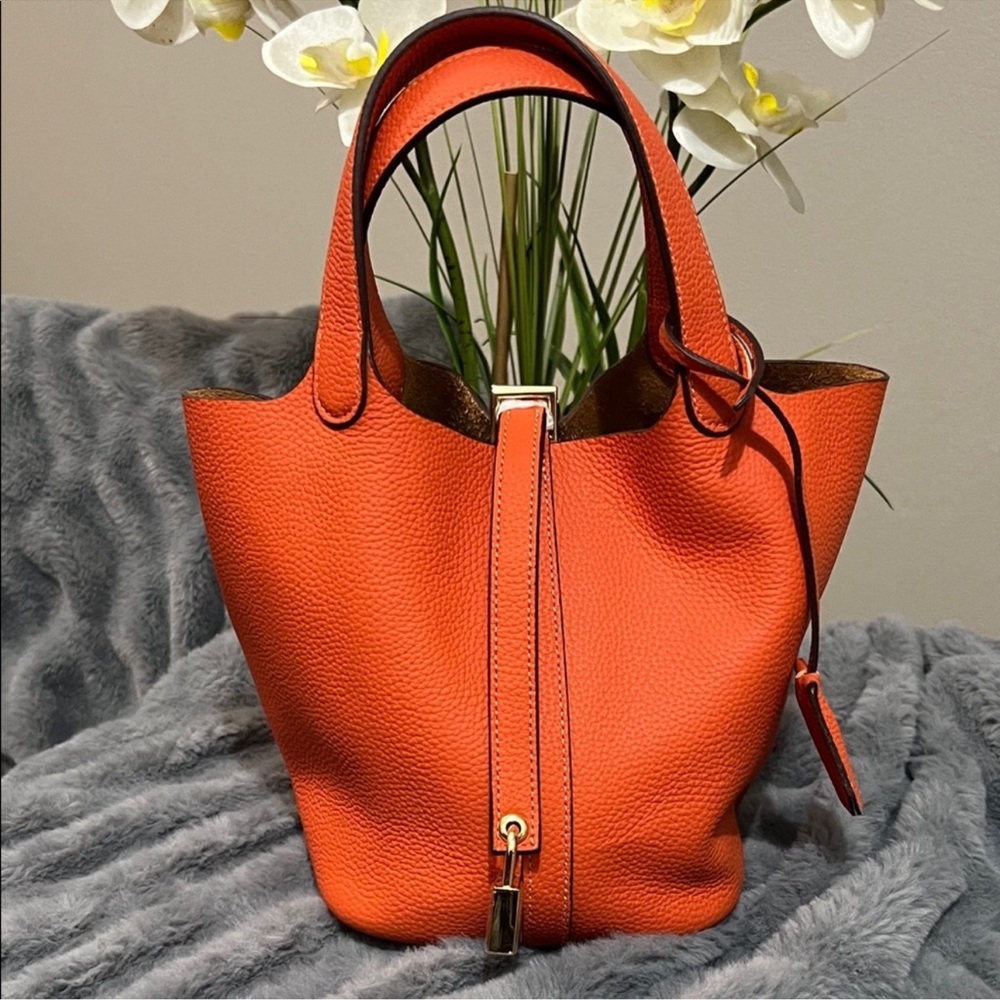 Orange Leather Satchel